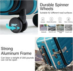 Hanke 24 Inch Checked Luggage PC Hard Case Luggage Top Opening Aluminum Frame Tsa Luggage Suitcases with Wheels for Travel Woman Men, Caribbean Blue.