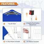 EAGLE PEAK Pop Up Canopy Tent with 1 Sidewall, Easy Setup Event Tent, Outdoor Sun Shade, Wheeled Carry Bag, Stakes and Guy Ropes, Instant Canopy 10x10, Blue