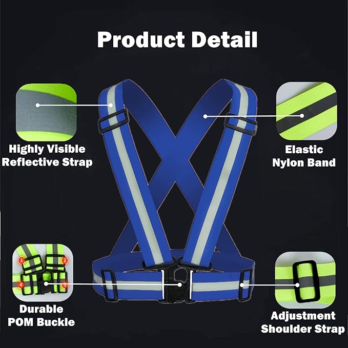 Reflective Strap Safety Vest Gear - 2-10 Pack Adjustable High Visible Reflective Running Gear for Women Men Night