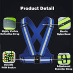 Reflective Running Vest 2-10 Pack, High Visibility Reflective Gear Night Cycling Safety Vest Strap for Men Women Kids