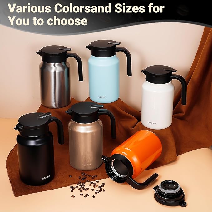 51Oz Thermal Coffee Carafes For Keeping Hot/Cold, Stainless Steel Coffee Carafe, Dustproof Insulated Water Carafe for Party/Home,Silver