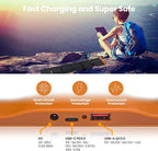 FlexSolar 60W Foldable Solar Panel, Portable Solar Charger with USB-C/USB-A QC3.0/DC 20-28V Port, IP67 Waterproof Solar Panel for RV Camping Backpacking Compatible with Phone Small Power Station