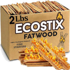 EasyGoProducts Eco-Stix Fatwood Fire Starter Kindling Firewood Sticks 100% Organic Firestarter for Wood Stoves, Fireplaces, Campfires, Bonfires - 02 Pounds