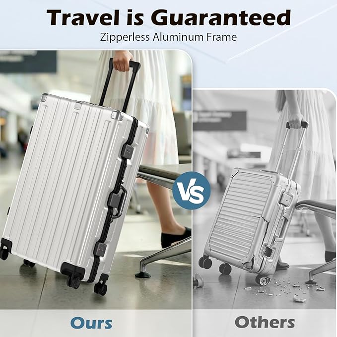 Krute Large Luggage 28 inch Zipperles Suitcase With Spinner Wheels USB Charger Hardside PC Aluminum Frame Luggages Checked Suitcases with TSA Lock (1 Piece)