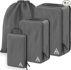 4-Piece Deluxe Compression Packing Cubes Travel - Maximize Space In Luggage With Double Capacity Design, Luxury Compressible Packing Cubes For Travel, Large, Small, & Medium Set