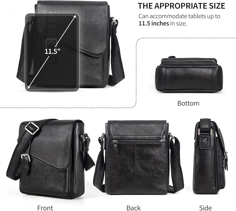 Augus Men's Leather Messenger Bag Shoulder Crossbody Backpack Bags Purse for Women Vintage Anti-Theft Waterproof Casual