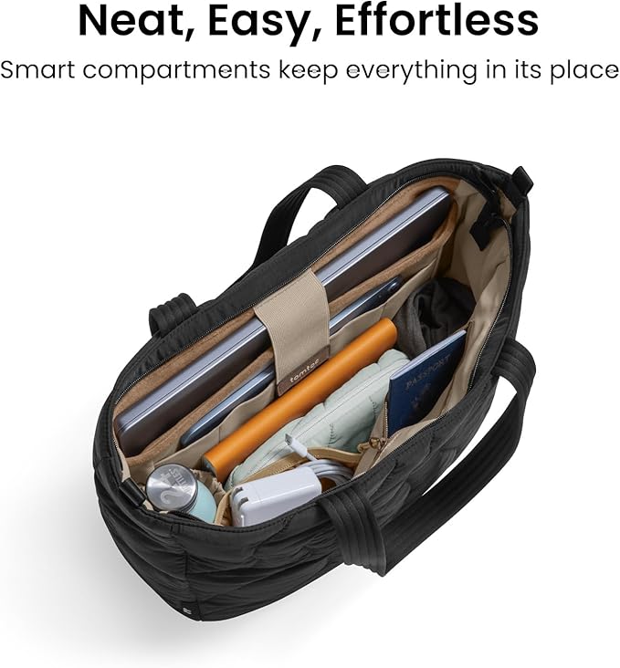 tomtoc Universal 16-inch Puffy Laptop Tote Bag 17.5L, Lightweight Puffer Work Tote with Padded Laptop Compartment for 15.6"/16" Laptop, Large Capacity Tote Bag for Office, Business, Daily Essentials