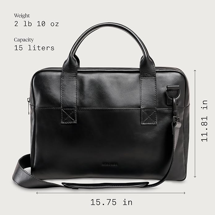 Nordweg Nomad Leather Briefcase NW080A – Leather Bag for Work & Travel – Fits 15.6” Laptop – Minimalist, Durable, Elegant