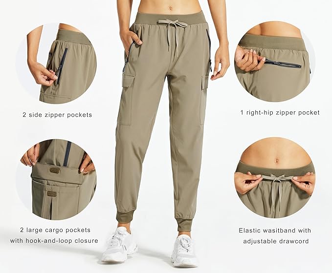 Libin Women's Cargo Joggers Lightweight Quick Dry Hiking Pants Athletic Lounge Casual Travel