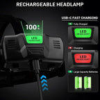 azamine Rechargeable Headlamp Super Bright 99000 Lumens, 2Pack LED Head Lamp with 3 Modes, 90° Adjustable Head Lights for Forehead, IPX6 Waterproof HeadLamps for Adults Camping Hunting Hiking