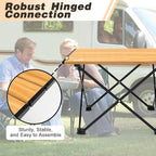 Portable Camping Table, Compact Camping Side Table with Carrying Bag, Ultralight Aluminum Beach Table Folding for Hiking, Camping, Picnicking, BBQ, Outdoor Cooking (Wood Medium 22")