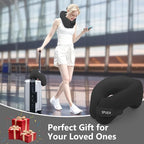 2in1 Ergonomic Memory Foam Travel Neck Pillow – 2025 Upgrade Travel Pillow for All Sleep Positions on Flights, Road Trips, and Long Distance Travel with Drawstring Bag (Adjustable - Black)