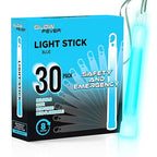 Glow Fever Emergency Safety Military Grade 6'' Lightsticks, Light Up Ultra Bright Glow Sticks with 8 Hours Duration. for Hiking Party Camping Blackouts Hurricane Shelter Survival Kit (Blue, 30PCS)