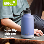 Water Bottle- 64 oz Stainless Steel Vacuum Insulated Wide Mouth Sports Water Bottle with Spout Lid-Reusable Metal Leak Proof Travel Water Flask (Royal Blue)