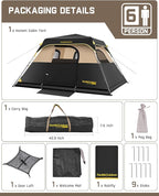 FanttikOutdoor Camping Tent 4/6/8/10 Person Instant Cabin Tent Setup in 60 Seconds with Rainfly & Windproof Portable with Carry Bag for Family Camping & Hiking