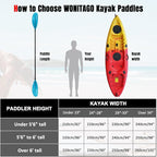 Kayak Paddles with Alloy Shaft and PP Blade, Floating Kayaking Oars, Adjustable 230-250 cm/90-98 Inches, 210-230 cm/82-90 Inches