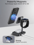 [Qi2 Certified ] LULULOOK 3 in 1 Charging Station with MagSafe, 15W QI2 Wireless Charger Stand Magnetic Charger for iPhone 17/16/15/14/13/12 Series, AirPods Pro/3/4, Apple Watch with 30W PD Adapter