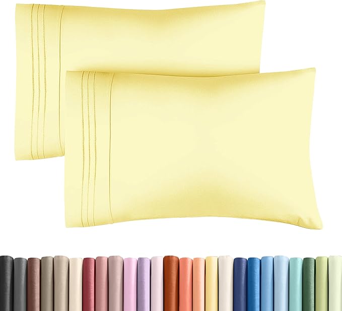 King Pillow Cases Set of 2 - Ultra Soft Hotel Quality Pillowcase Covers - Comfortable Cozy Bedding for Women, Men, Kids & Teens - Machine Washable Pillow Protectors - 2 Pieces Set - King Size Yellow