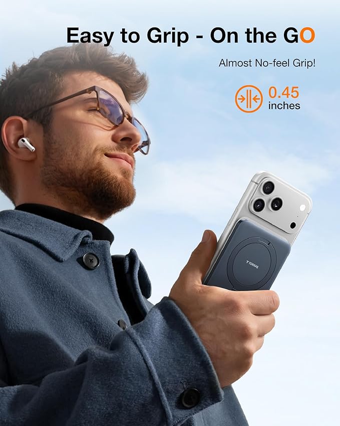 TORRAS EasyGo 0.45" Slim Magnetic Portable Charger Power Bank for iPhone, 5000mAh 22.5W PD Fast Charging Wireless Battery Pack Compatible with Magsafe, iPhone Air,Pro,Pro Max,17,16,15,14,13,12, Black