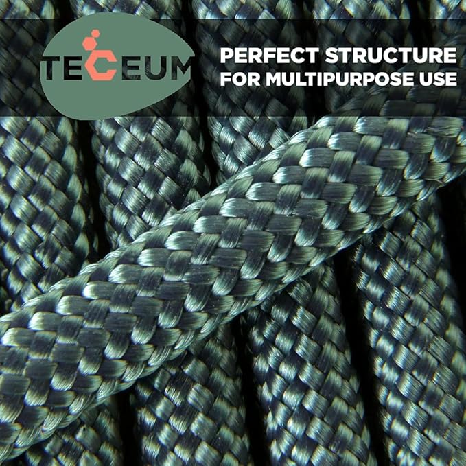 TECEUM 5/32" Paracord Rope 1000 – 1000ft / 200ft / 100ft / 50ft – Tactical Parachute Cord 4mm – 45+ Colors – Nylon String for Survival & Camping Gear – Stripe Cord for Survival – Utility Rope