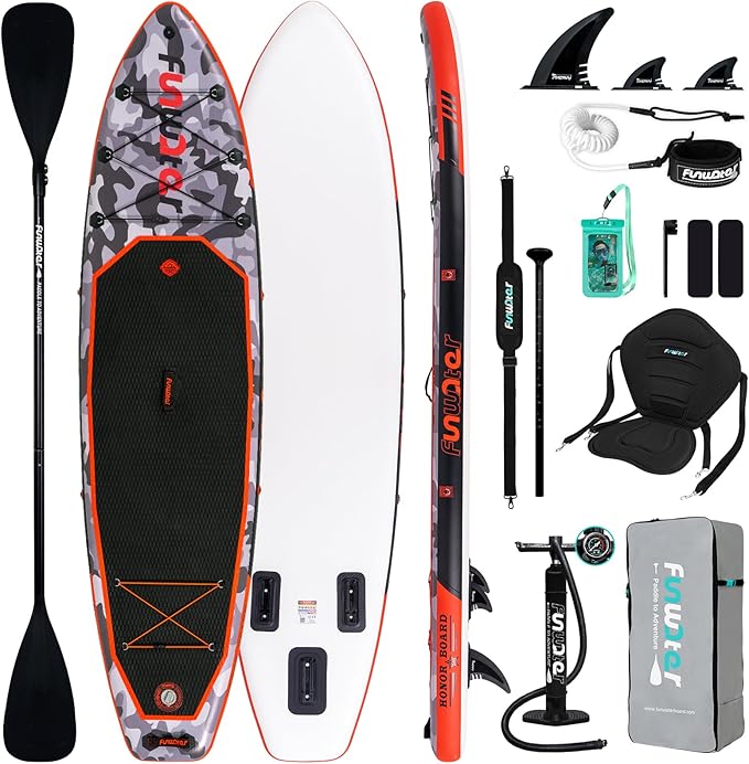 FunWater Inflatable Stand Up Paddle Board with Premium SUP Paddleboard Accessories, Anti-Slip EVA Deck, 11'/10'6'' Paddle Boards for Adults & Youth of All Skill Levels