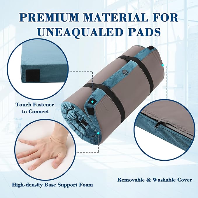 Foam Camping Mattress - Roll Up Sleeping Mat for Cot, Foam Sleeping Pad for Camping with Cover for Kids, Adults, Portable Camping Mat, Camping Pad for Bed, Car