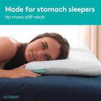 BLISSBURY 3.3 Inch Cooling Super Thin Pillow for Sleeping | Flat for Stomach & Back Sleeper | Cooling Memory Foam to Provide Comfort When Resting | Removable Cool-to-Touch Pillow Case