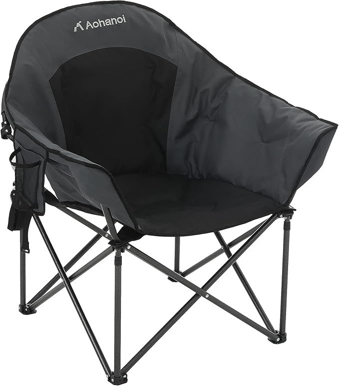 Oversized Camping Chairs, Camp Chairs, Camping Chairs for Heavy People, Padded Outdoor Folding Moon Chairs with Extra Wide Seats, Lawn Chairs Folding Supports up to 350lbs
