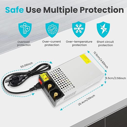 DC 12V 125A 1500W Power Supply 110V AC to 12V DC Converter Power Supply Adapter 125A 1500W Switch Transformer for Motor Pump CCTV Security Camera Car Stereo 3D Printer Device