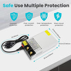 DC 12V 100A 1200W Power Supply, 110V AC to 12V DC Converter Transformer Adapter 100amp 1200W Switching Power Supply for LED Strip Light CCTV Camera Security System Radio 3D Printer