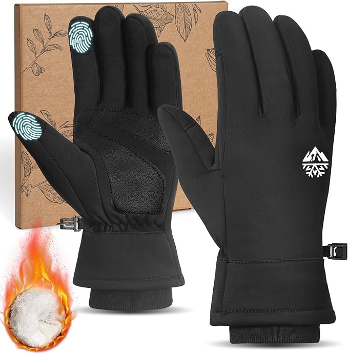 RIGWARL Winter Gloves Men and Women Medium-Thick, Gloves for Cold Weather with Thermal Plush, Touchscreen Running Glove Adjustable Zippered Wrist for Walking The Dog Hiking Camping Cycling Work