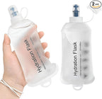 GYGYL Soft Flask, TPU Collapsible Soft Water Bottle for Hydration Pack, Running Vest, Leak-Proof Folding Water Bottle for Hiking Cycling Climbing Jogging-250ml White, 2pcs