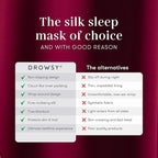 DROWSY Silk Sleep Mask. Face-Hugging, Padded Silk Cocoon for Luxury Sleep in Total Darkness. (La Vie En Rouge)
