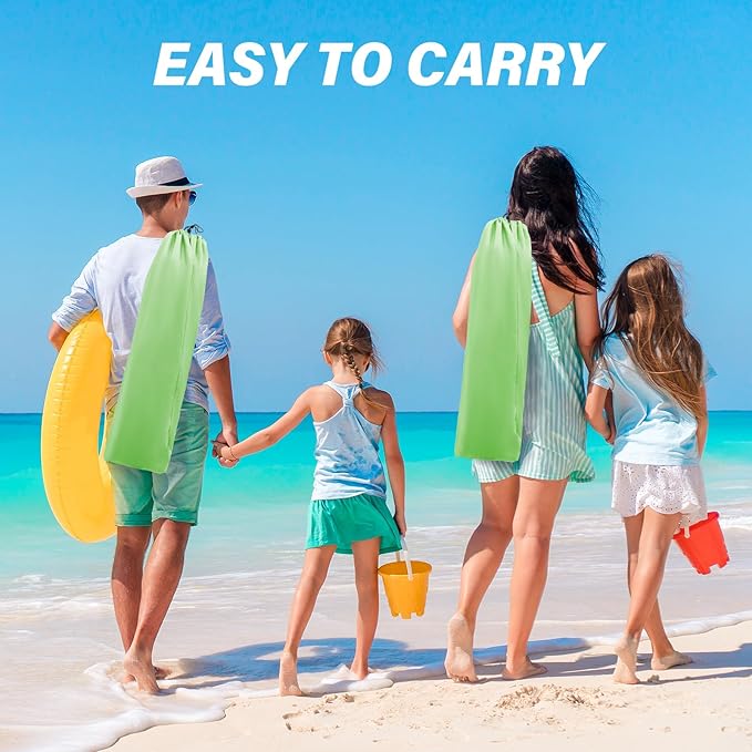 Homcosan Portable Low Folding Beach Chair - Lightweight Camping Chair for Adults with Cup Holder & Storage Pocket, Carry Bag Included (Green & Yellow)