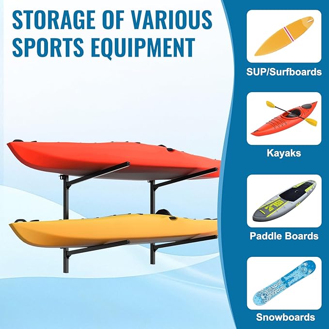 Kayak Rack for Outdoor Storage, Kayak Storage Rack, Adjustable Freestanding Kayak Rack Stand Holder for Paddleboard Surfboard for Indoor, Outdoor
