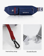 Waterfly Fanny Pack Slim Soft Polyester Water Resistant Waist Bag Pack for Man Women Carrying iPhone 8 Samsung S6, Sapphire Blue