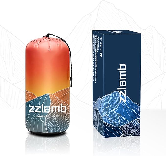 zzlamb Camping Blanket, Outdoor Lightweight Travel Blanket Puffy Portable Down Alternative, Windproof Warm Cloak with Snaps, Cozy Quilt Backpacking Picnic RV Plane Car Hammock Beach Climbing