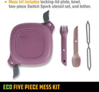 UCO Recycled ECO 5-Piece Camping Mess Kit with Bowl, Plate, Switch Spork Utensil Set