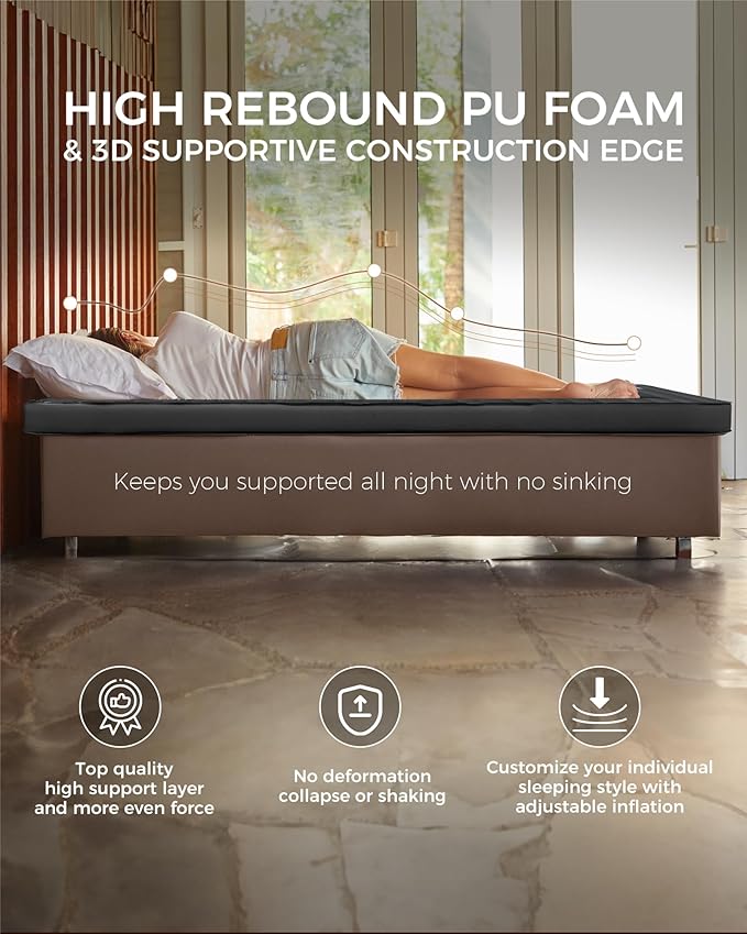 KingCamp Self Inflating Sleeping Pad, R 7.9 Air & Foam Sleeping Pad for Camping All Seasons, 3" Thick Single Camping Mattress for Camp Tent Outdoor Car, PVC Free (Black)