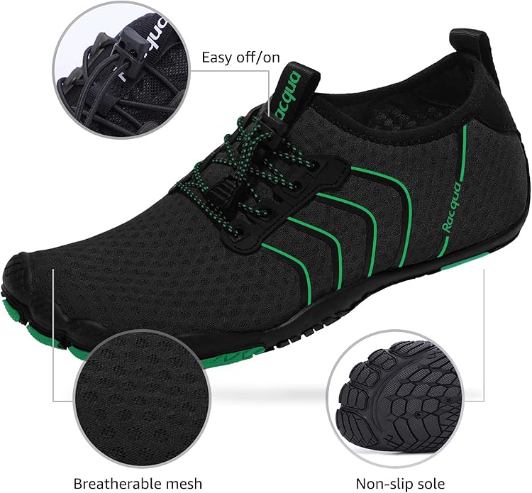 Racqua Water Shoes Quick Dry Barefoot Beach Aqua Sport Swim Surf Pool Hiking Diving Walking for Men Women