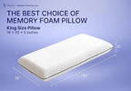 Vaverto King Size Gel Memory Foam Pillow: Ventilated, Orthopedic, Contoured Support, Cooling Design with Viscose Made from Bamboo Cover - Dorm Room Essential, Original White