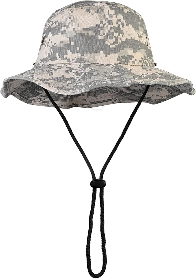 Wide Brim Hiking Fishing Safari Boonie Bucket Hats 100% Cotton UV Sun Protection for Men Women Outdoor Activities