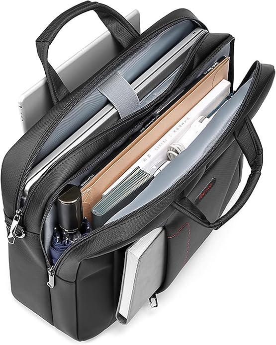 iDemoo ELITE 16 Inch Laptop Bag with Shoulder Strap - Jet Black - Laptop Briefcase, Expandable Water Resistant Laptop Shoulder Messenger Bag Durable Computer Case for Business/Travel/Men/Women