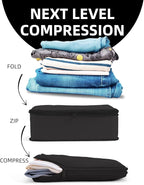 6 Set Compression Packing Cubes for Travel, Large Medium Small Luggage Organizers (Jet Black)