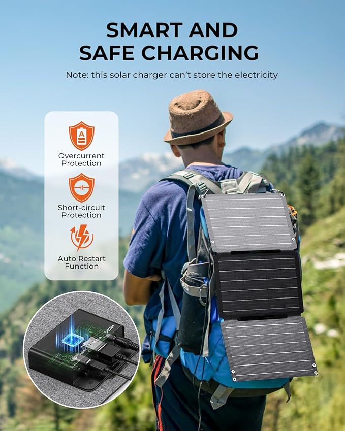 [Upgraded] BigBlue 30W Solar Panel Charger with Fast Charging USB-A and USB-C, DC Ports, SolarPowa 30 Portable Solar Panel, IP68 Waterproof, Compatible with iPhone, Samsung, iPad, Small Power Station