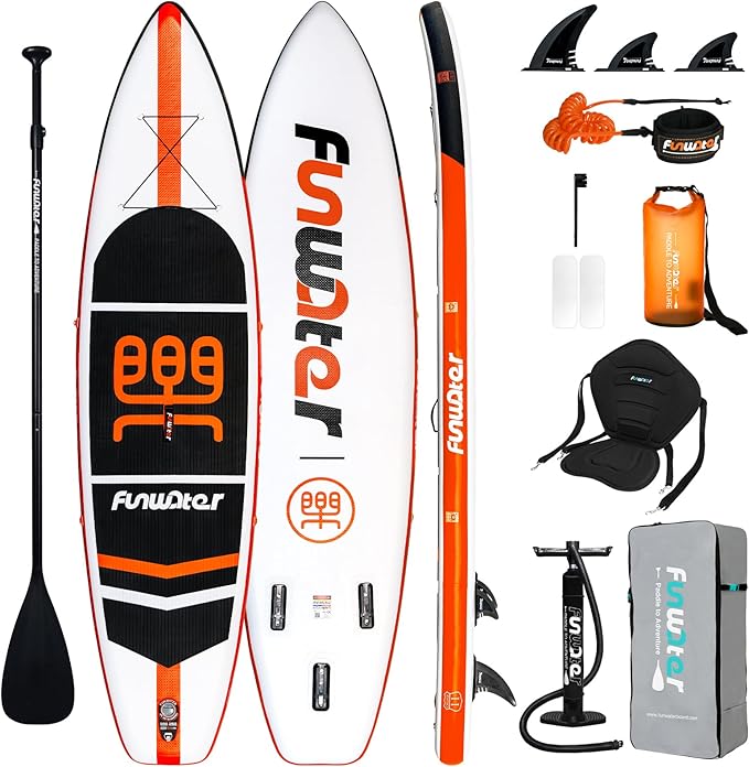 FunWater Inflatable Stand Up Paddle Board with Premium SUP Paddleboard Accessories, Anti-Slip EVA Deck, 11'/10'6'' Paddle Boards for Adults & Youth of All Skill Levels