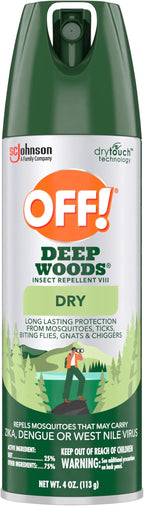 OFF! Deep Woods Insect Repellent Aerosol, Dry, Non-Greasy Formula, Bug Spray with Long Lasting Protection from Mosquitoes, 4 Oz, 2 Count