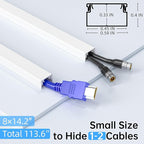 Delamu 113.6in Cord Hider, Cord Covers for 1-2 Wire, Paintable Cable Hider, Wire Covers for Cords on Wall, Wire Hiders for TV on Wall, Cable Cover Cable Management, W0.59in H0.40in