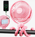 FRIZCOL 12000mAh Portable Stroller Fan, Use As Power Bank, 65H Battery Operated Fan Flexible Tripod Clip On Fans, Detachable Personal Handheld Baby Fans for Stroller, Car seat, Desk, Treadmill（Pink）