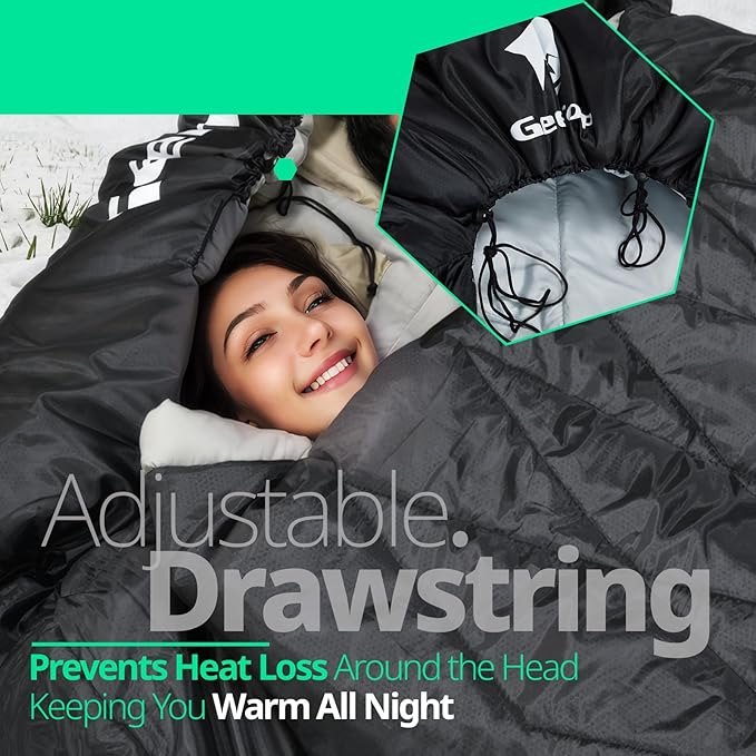 GEERTOP Comfort Doublewide Sleeping Bag with Blanket Queen Size Two Person Sleeping Bag for Adults, Couples & Family Camping